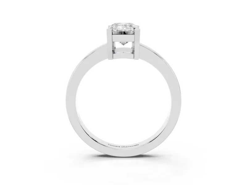 Emerald Cut Solitaire Engagement Ring Setting | Flat Tab Prongs | White Gold