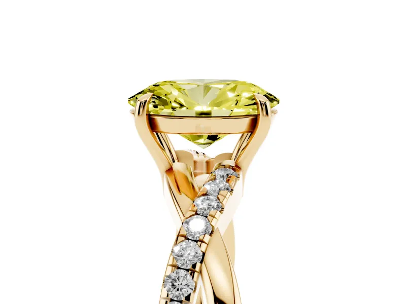 Oval Crossover Engagement Ring Setting for a Fancy Yellow Lab-Grown Diamond | Yellow Gold