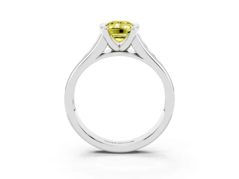 Emerald Cut Half Bezel Engagement Ring Setting for a Fancy Yellow Lab-Grown Diamond | Platinum