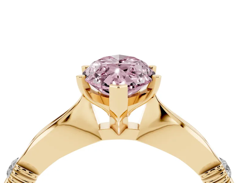 Marquise Floral Solitaire Engagement Ring Setting for a Fancy Pink Lab-Grown Diamond | Yellow Gold