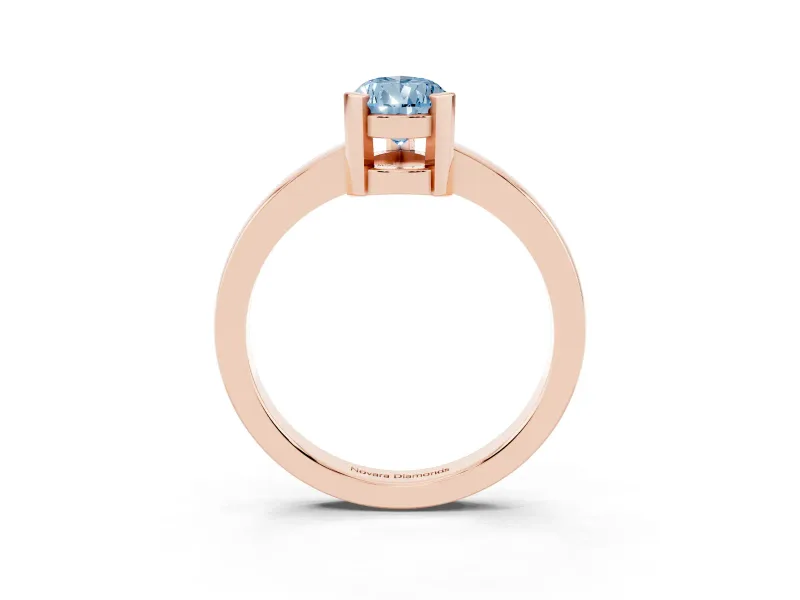 Pear-Shaped Solitaire Engagement Ring Setting for a Fancy Blue Lab-Grown Diamond | Flat Tab Prongs | Rose Gold