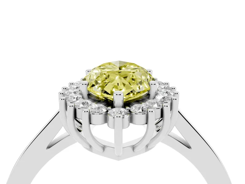 Marquise Scalloped Halo Engagement Ring Setting for a Fancy Yellow Lab-Grown Diamond | Platinum