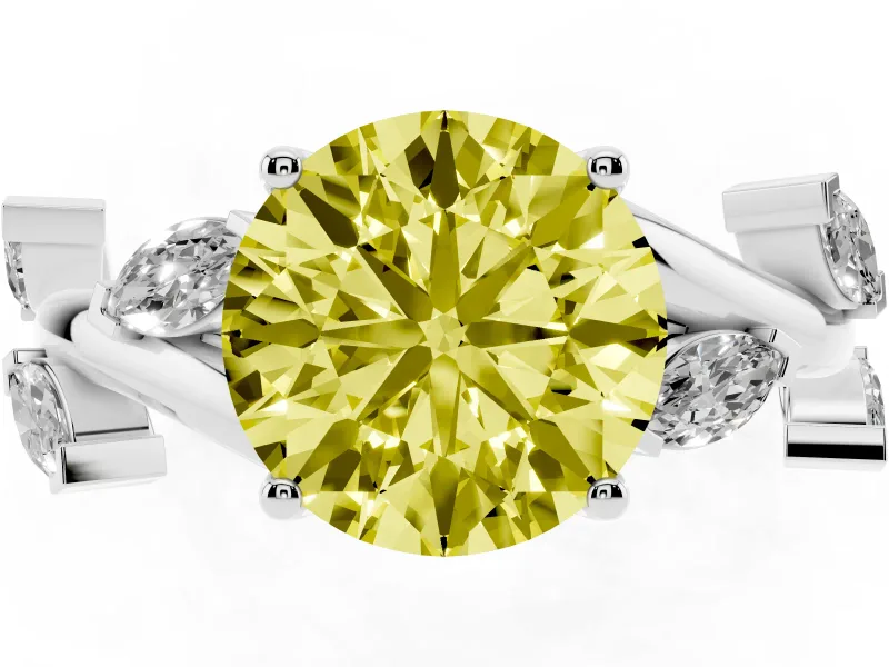 Round Twisted Vine Engagement Ring Setting for a Fancy Yellow Lab-Grown Diamond | White Gold