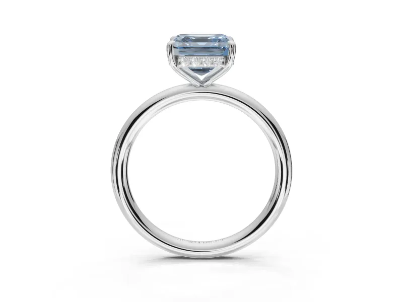 Asscher Cut Hidden Halo Ring Setting for a Fancy Blue Lab-Grown Diamond | Sterling Silver