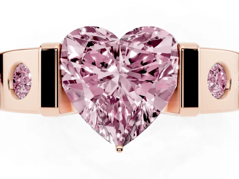 Heart-Shaped Tension Style Engagement Ring Setting for a Fancy Pink Lab-Grown Diamond | Rose Gold