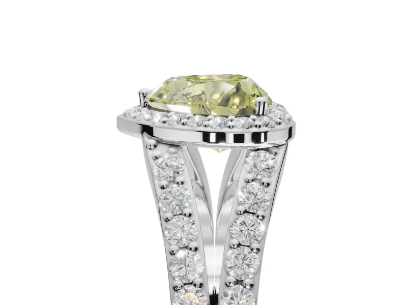 Heart-Shaped Halo Engagement Ring Setting for a Fancy Yellow Lab-Grown Diamond | Sterling Silver - Design NV-24520