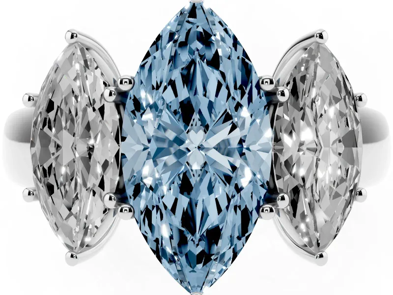 Marquise 3 Stone Engagement Ring Setting for a Fancy Blue Lab-Grown Diamond | Platinum