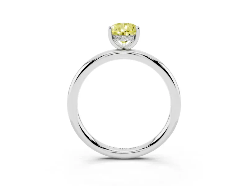 Pear-Shaped Hidden Halo Ring Setting for a Fancy Yellow Lab-Grown Diamond | Platinum