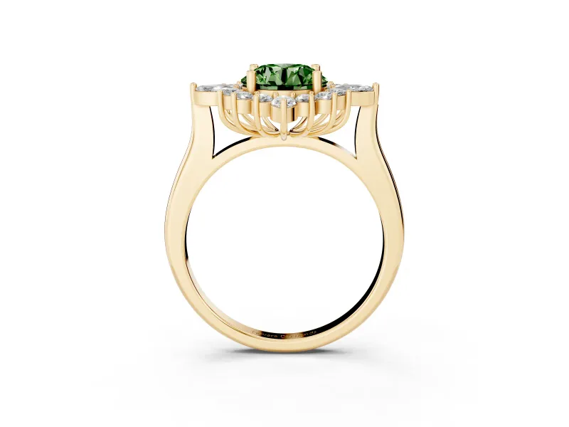 Round Engagement Ring Setting for a Fancy Green Lab-Grown Diamond | Yellow Gold - Design NV-24790