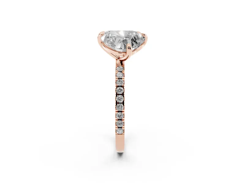 Emerald Cut and Heart-Shaped Lab-Grown Diamond Toi et Moi Engagement Ring | Pavé Band | Rose Gold
