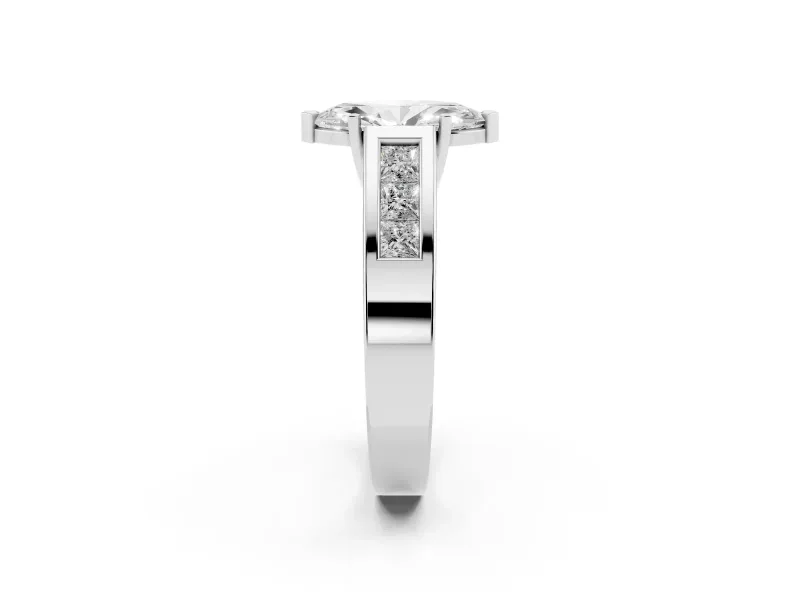 Marquise Channel-Set Engagement Ring Setting | Princess Side Stones | White Gold