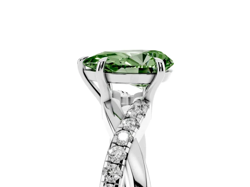 Pear-Shaped Crossover Engagement Ring Setting for a Fancy Green Lab-Grown Diamond | Platinum