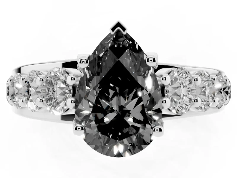 Pear-Shaped Graduated Engagement Ring Setting for a Black Center | Platinum