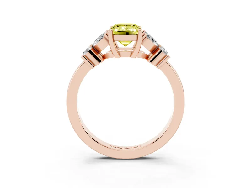 Emerald Cut Floral Engagement Ring Setting for a Fancy Yellow Lab-Grown Diamond | Rose Gold