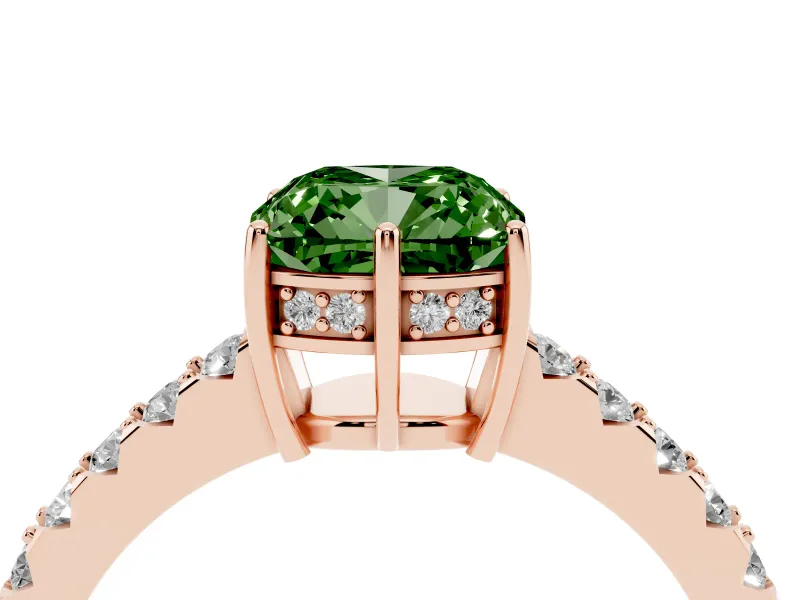 Cushion Cut Engagement Ring Setting for a Fancy Green Lab-Grown Diamond | Rose Gold - Design NV-24649