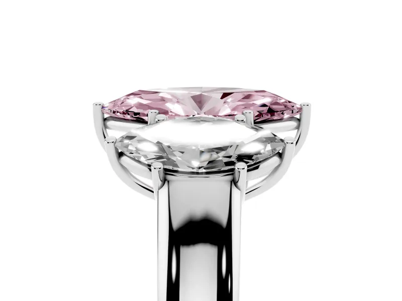 Marquise 3 Stone Engagement Ring Setting for a Fancy Pink Lab-Grown Diamond | Platinum