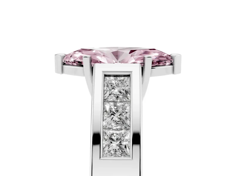 Marquise Channel-Set Engagement Ring Setting for a Fancy Pink Lab-Grown Diamond | Platinum