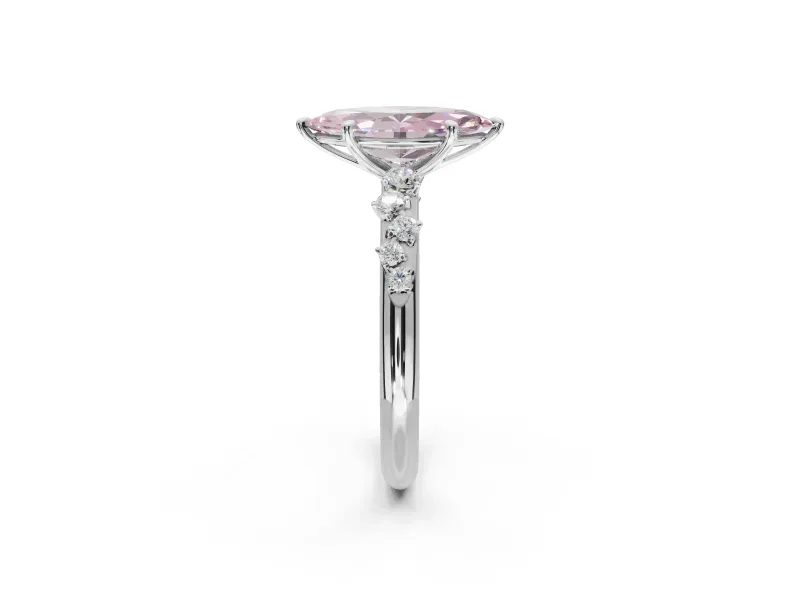 Marquise Graduated Solitaire Engagement Ring Setting for a Fancy Pink Lab-Grown Diamond | Sterling Silver