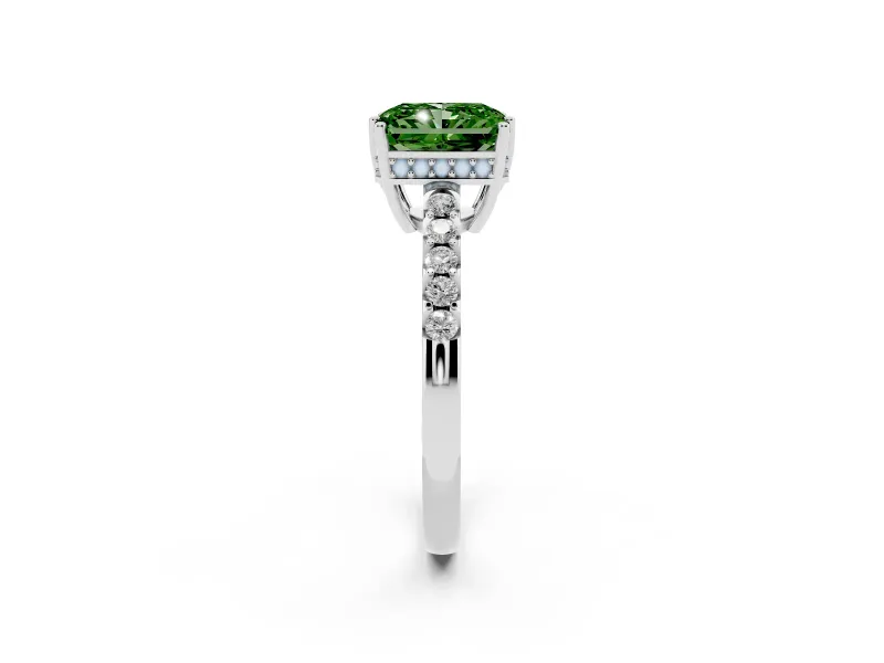 Radiant Cut Engagement Ring Setting for a Fancy Green Lab-Grown Diamond | Platinum - Design NV-24649