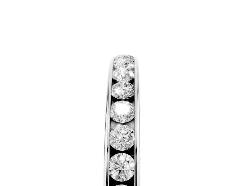 Round Lab-Grown Diamond Channel Set Half Eternity Band | Flush Walls | Sterling Silver