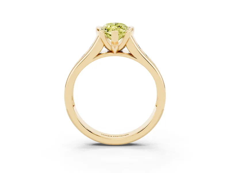 Marquise Half Bezel Engagement Ring Setting for a Fancy Yellow Lab-Grown Diamond | Yellow Gold