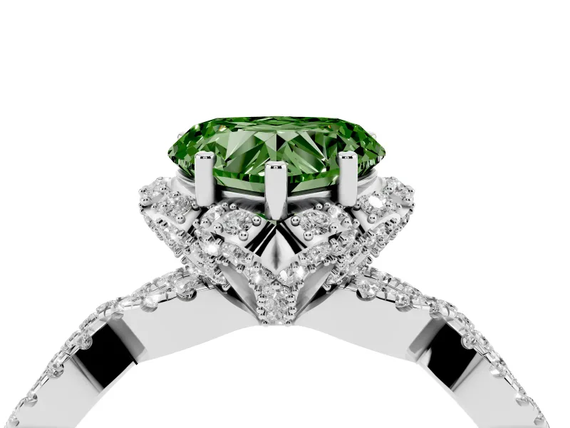 Heart-Shaped Halo Engagement Ring Setting for a Fancy Green Lab-Grown Diamond | Sterling Silver - Design NV-24725