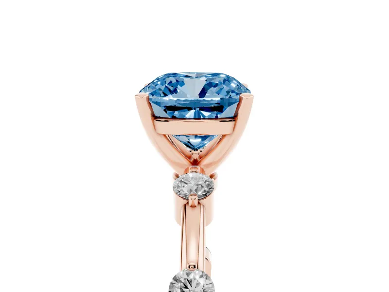 Cushion Cut Bar Set Engagement Ring Setting for a Fancy Blue Lab-Grown Diamond | Rose Gold
