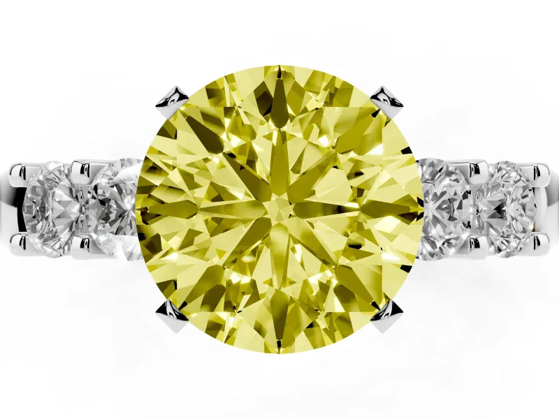 Round Five Stone Engagement Ring Setting for a Fancy Yellow Lab-Grown Diamond | Sterling Silver