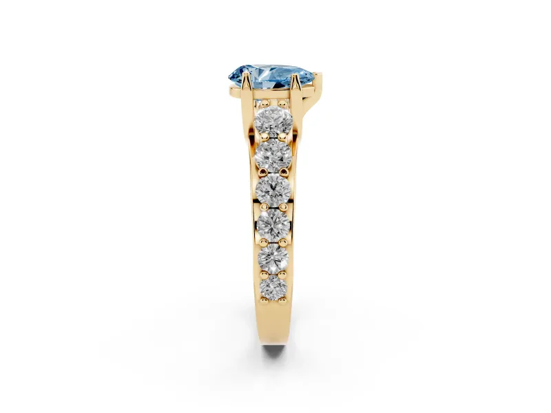 Pear-Shaped Engagement Ring Setting for a Fancy Blue Lab-Grown Diamond | Yellow Gold - Design NV-24645