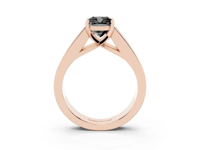 Cushion Cut Channel-Set Engagement Ring Setting for a Black Center | Wide Band | Rose Gold