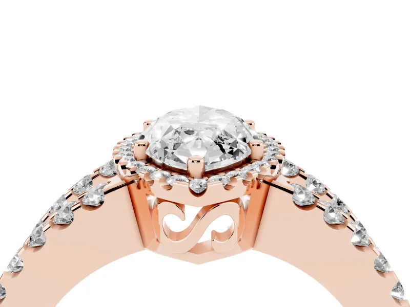 Marquise Halo Split Shank Engagement Ring Setting | Pavé Strands | Rose Gold