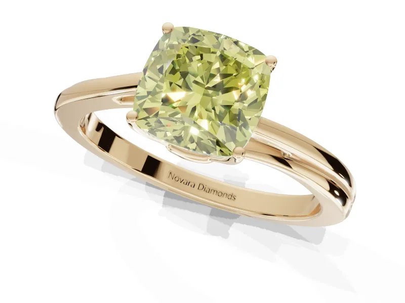 Cushion Cut Bypass Solitaire Engagement Ring Setting for a Fancy Yellow Lab-Grown Diamond | Yellow Gold