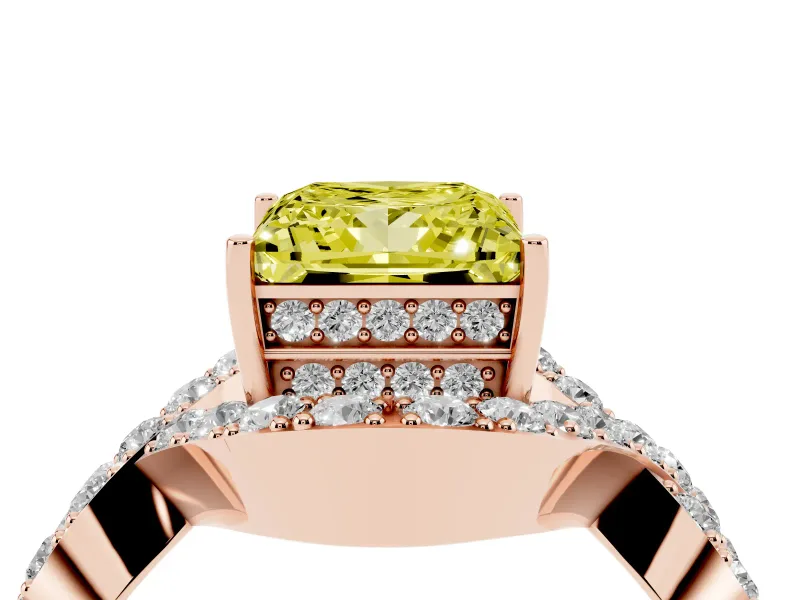 Princess Cut Infinity Twist Engagement Ring Setting for a Fancy Yellow Lab-Grown Diamond | Rose Gold
