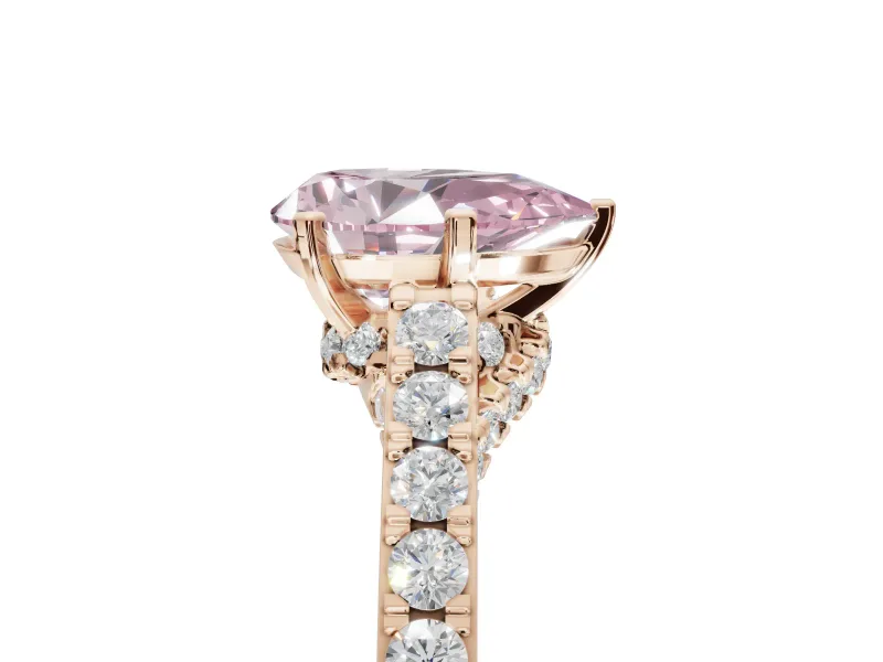 Pear-Shaped Pavé Solitaire Engagement Ring Setting for a Fancy Pink Lab-Grown Diamond | Crossover Gallery | Rose Gold