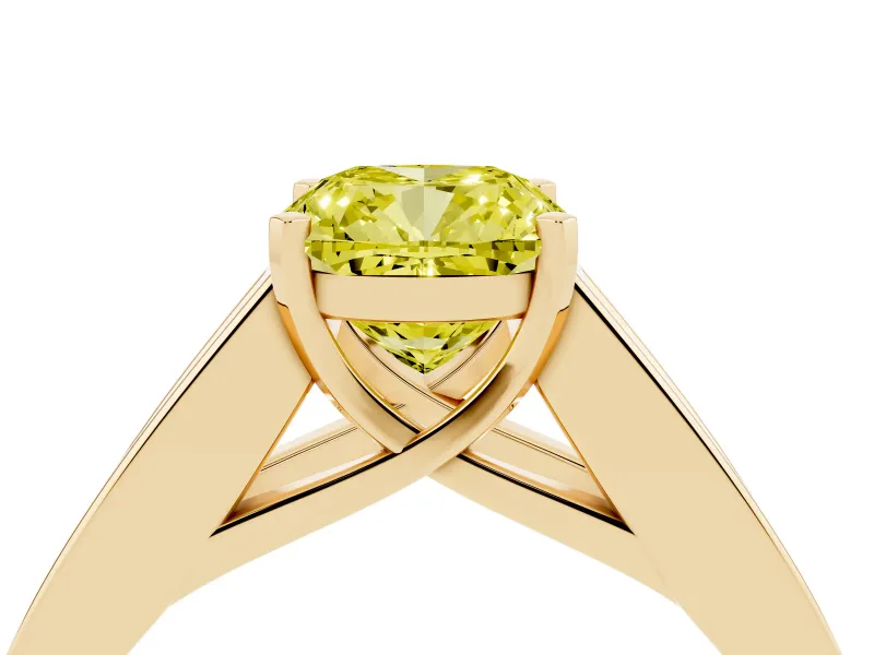 Cushion Cut Channel-Set Engagement Ring Setting for a Fancy Yellow Lab-Grown Diamond | Yellow Gold