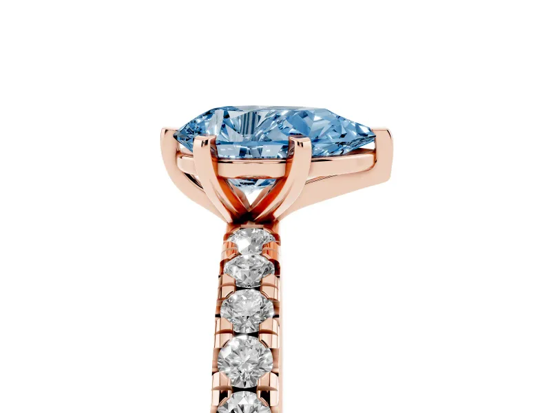 Pear-Shaped Pavé Engagement Ring Setting for a Fancy Blue Lab-Grown Diamond | Rose Gold