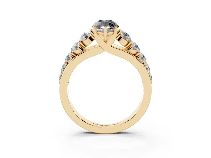 Marquise Engagement Ring Setting for a Black Center | Yellow Gold