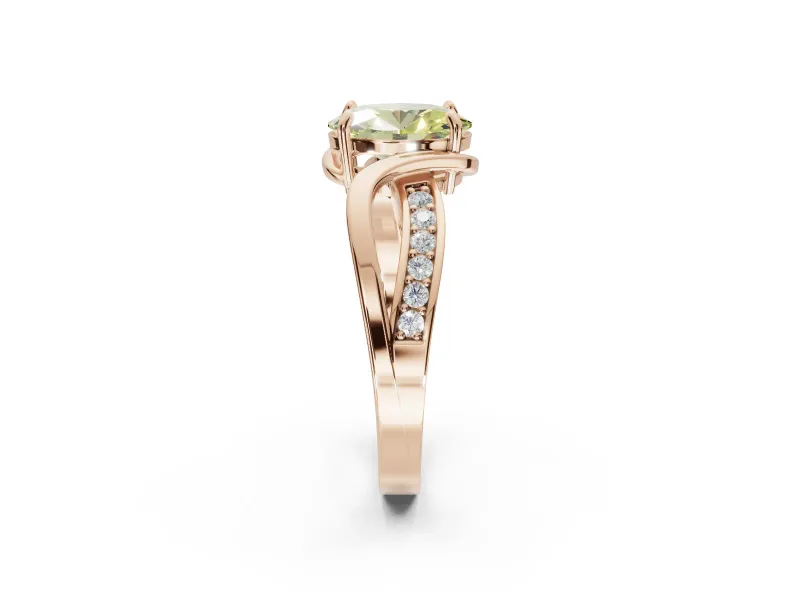 Oval Bypass Solitaire Engagement Ring Setting for a Fancy Yellow Lab-Grown Diamond | Pavé and Plain Strands | Rose Gold