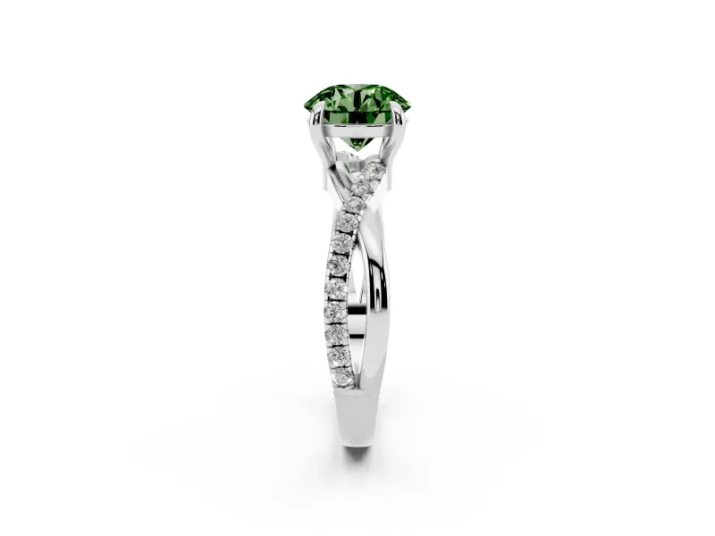 Round Twist Engagement Ring Setting for a Fancy Green Lab-Grown Diamond | Crossover Band | Platinum