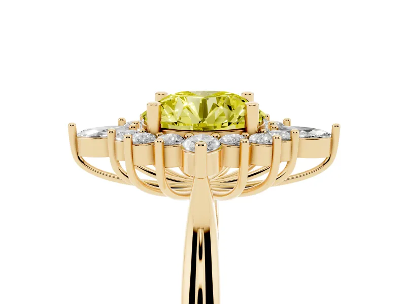 Round Engagement Ring Setting for a Fancy Yellow Lab-Grown Diamond | Yellow Gold - Design NV-24790