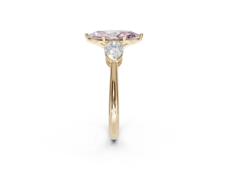 Marquise 3-Stone Engagement Ring Setting for a Fancy Pink Lab-Grown Diamond | Yellow Gold