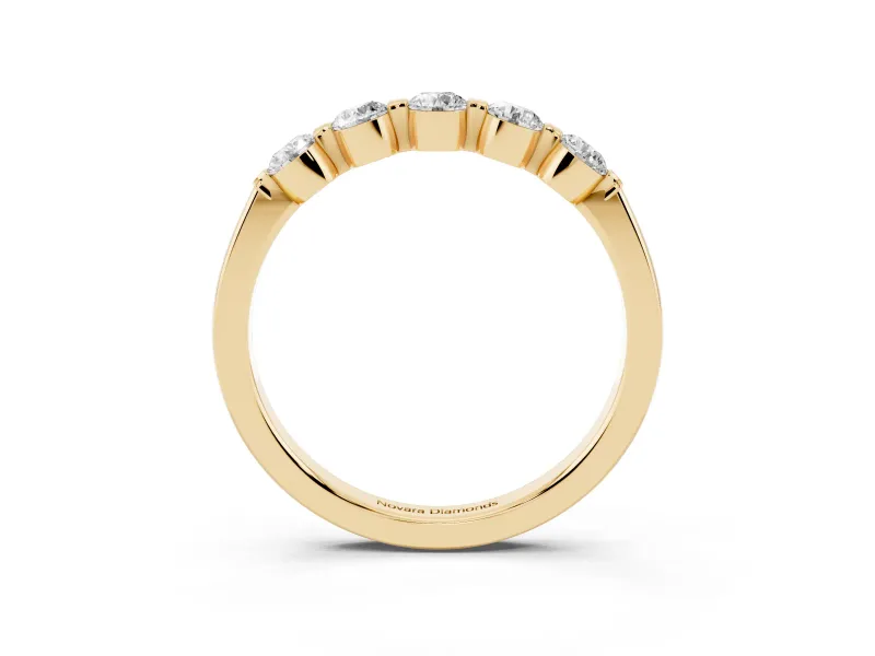 Round Lab-Grown Diamond Five-Stone Bar Set Wedding Band | Raised Row | Yellow Gold