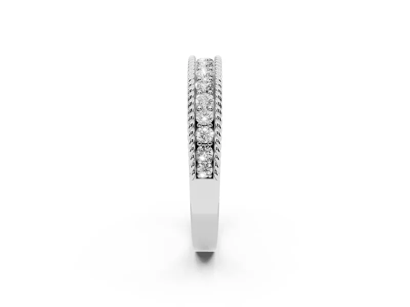 Round Diamond Channel Band Set in Platinum with Milgrain Edges