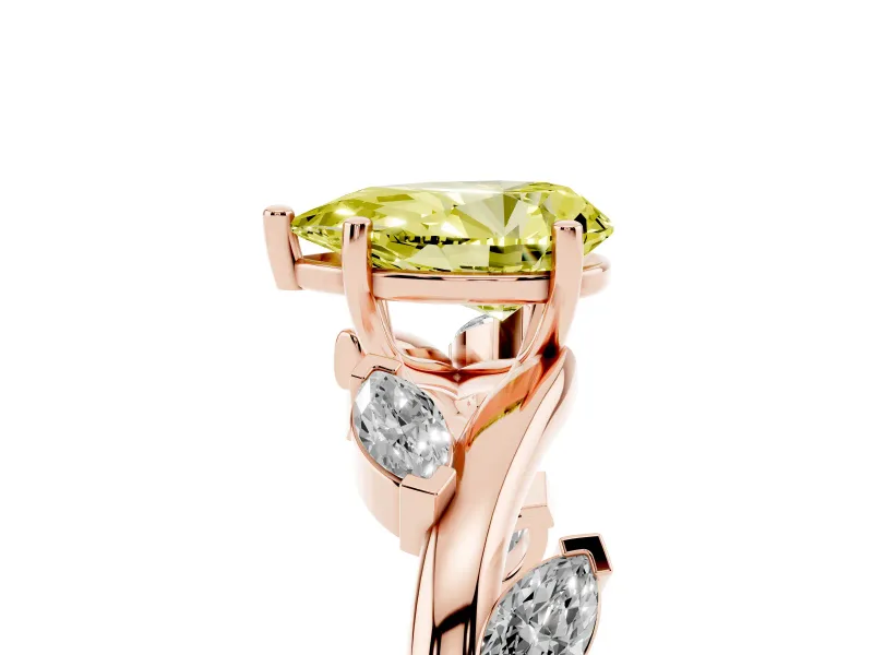 Pear-Shaped Twisted Vine Engagement Ring Setting for a Fancy Yellow Lab-Grown Diamond | Rose Gold