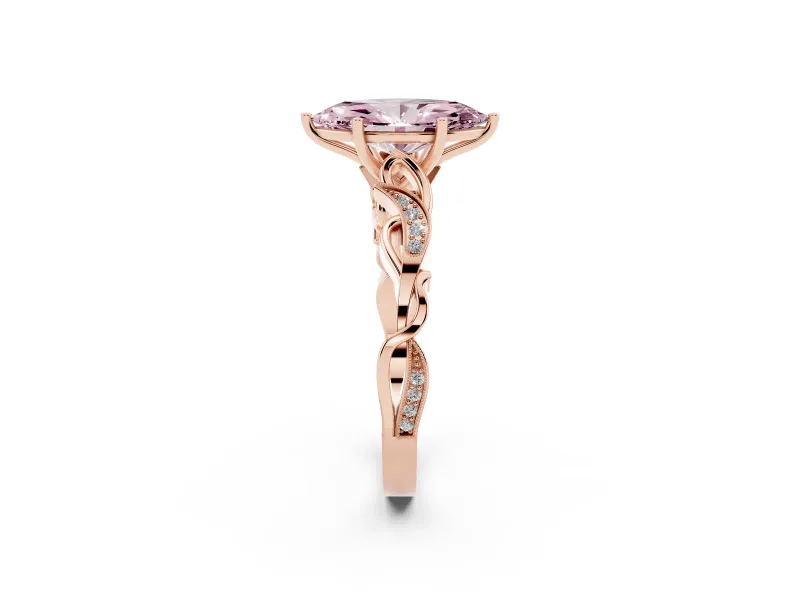 Marquise Vine Engagement Ring Setting for a Fancy Pink Lab-Grown Diamond | Rose Gold