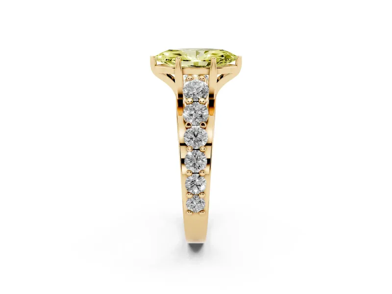 Marquise Graduated Engagement Ring Setting for a Fancy Yellow Lab-Grown Diamond | Yellow Gold