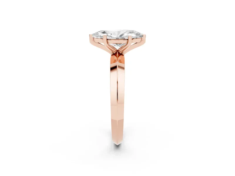 Marquise Knife-Edge Solitaire Engagement Ring Setting | Plain Band | Rose Gold