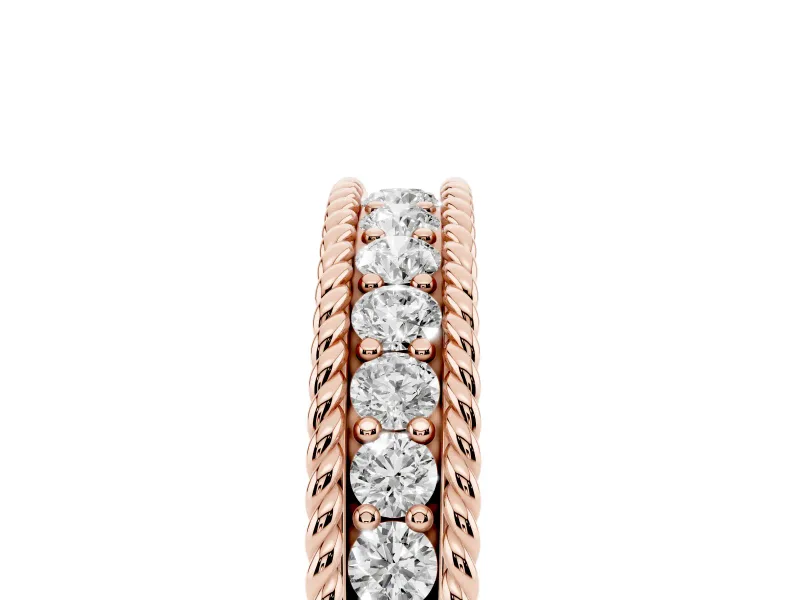 Round Lab-Grown Diamond Graduated Half Eternity Band | Twisted Rope Edges | Rose Gold