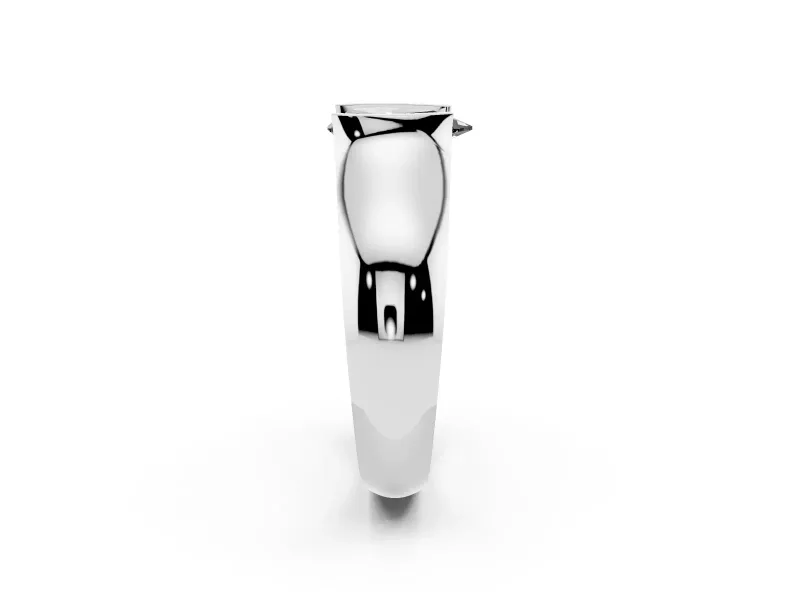 Fancy Black Pear Cut Diamond Bezel Solitaire Ring Set in Silver with Wide Band