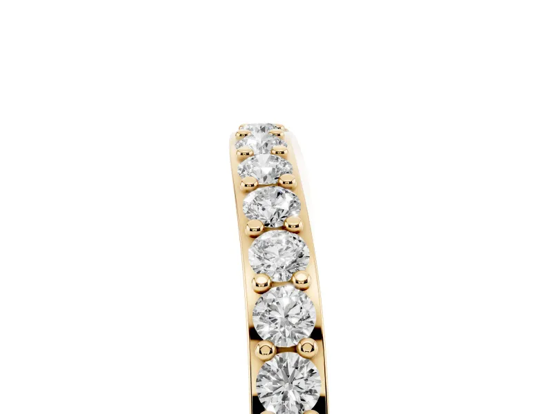 Round Diamond Curved Eternity Band Set in Yellow gold with Pavé Prong Setting